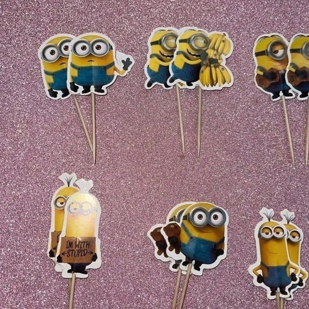 Despicable Me Minions Birthday Cupcake Topper Picks 12 PCS. Set